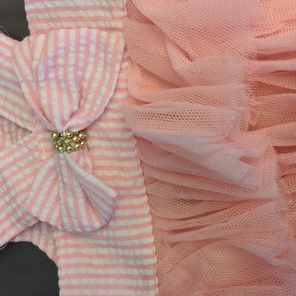 ❤️ Striped Pink White Dog Dress Med NEW - Picture 2 of 8